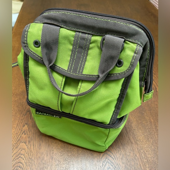 Rachel Ray insulated lunchbag, 2tier/convertible 4 tall drinks. Green/Gray/slvr. - Picture 1 of 10